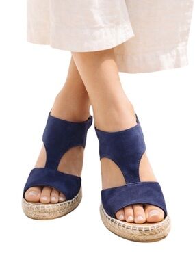 Kanna Ania Navy Blue Spain Suede Espadrille Sandals Size UK 35, US 5
G